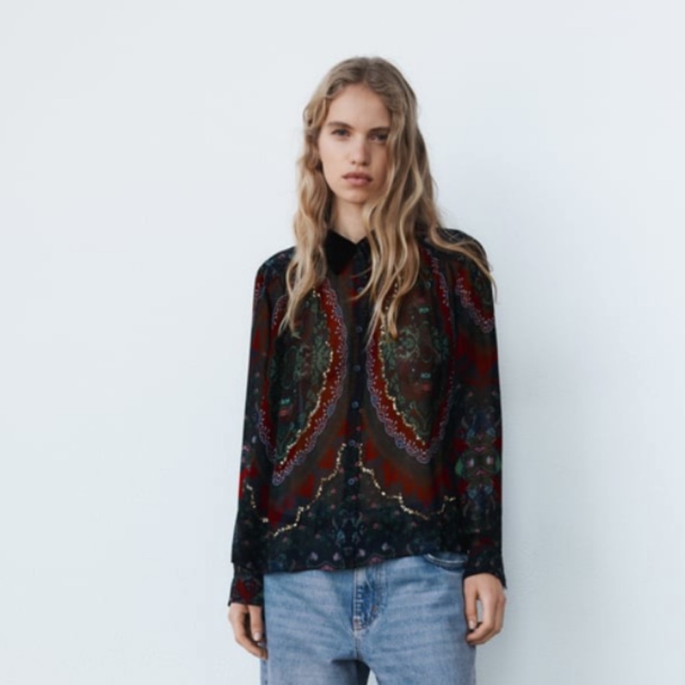 Zara Scarf Print Blouse